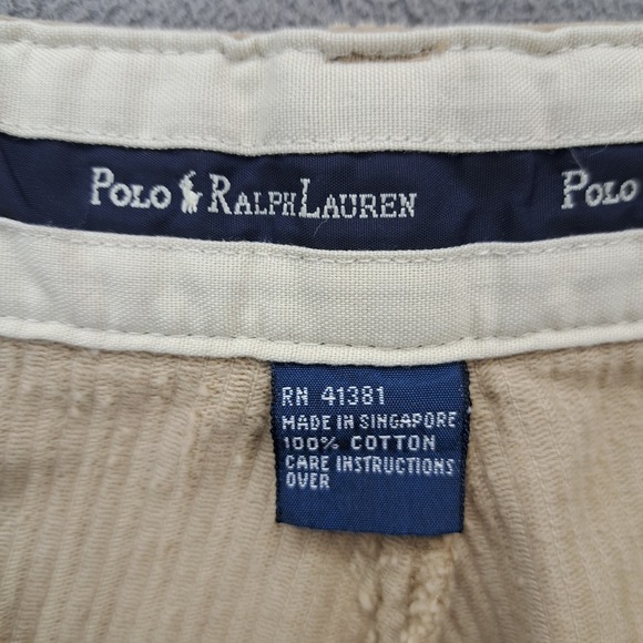 Vintage Polo Ralph Lauren Mens 36x34 Corduroy Pleated Pants Tan Y2K 90s - Picture 3 of 14